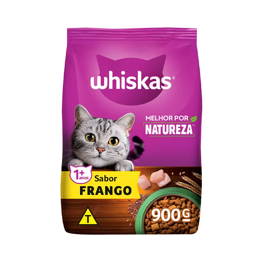 Ração Whiskas Melhor Por Natureza Frango para Gatos Adultos 900 g