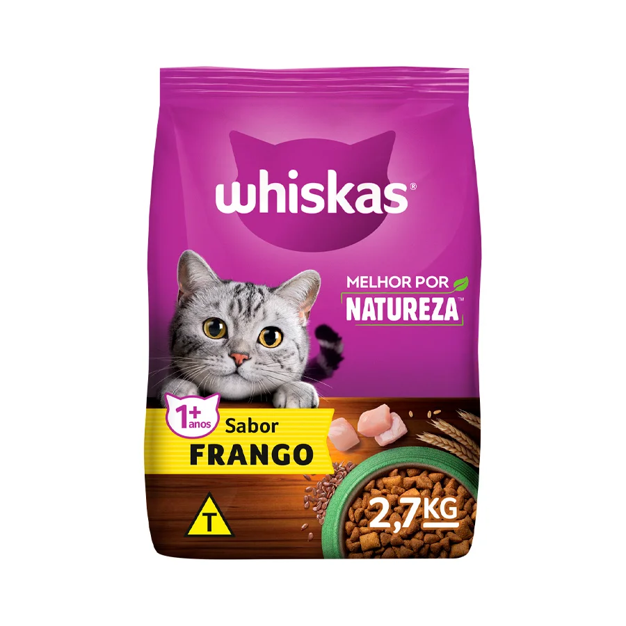 Ração Whiskas Melhor Por Natureza Frango para Gatos Adultos 2,7 kg