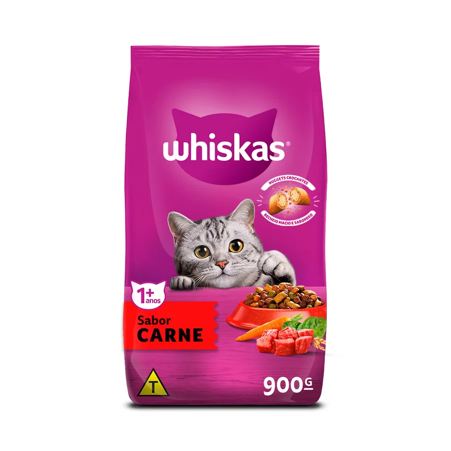 Ração Whiskas Carne Para Gatos Adultos 900 g