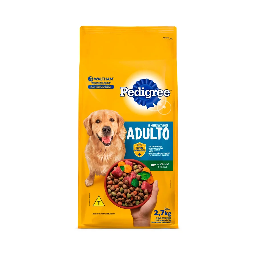 Ração Pedigree Carne e Vegetais Para Cães Adultos Raças Médias e Grandes 2,7 kg