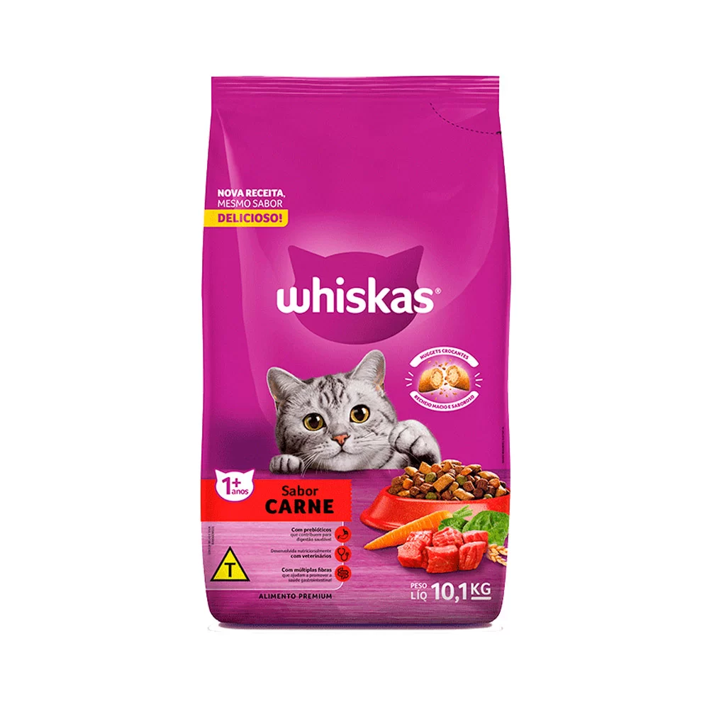 Ração Whiskas Carne Para Gatos Adultos 10,1 kg