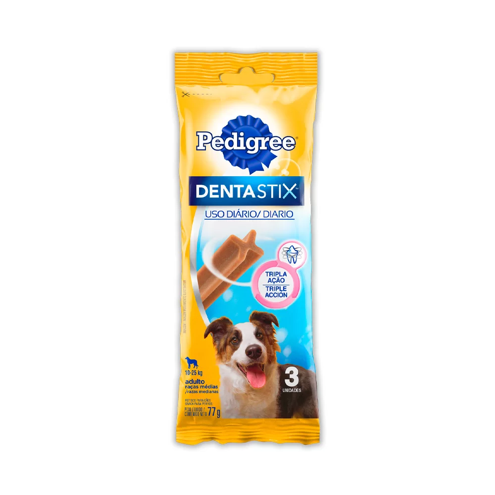 Petisco Pedigree Dentastix Cuidado Oral Para Cães Adultos Raças Médias 3 Sticks