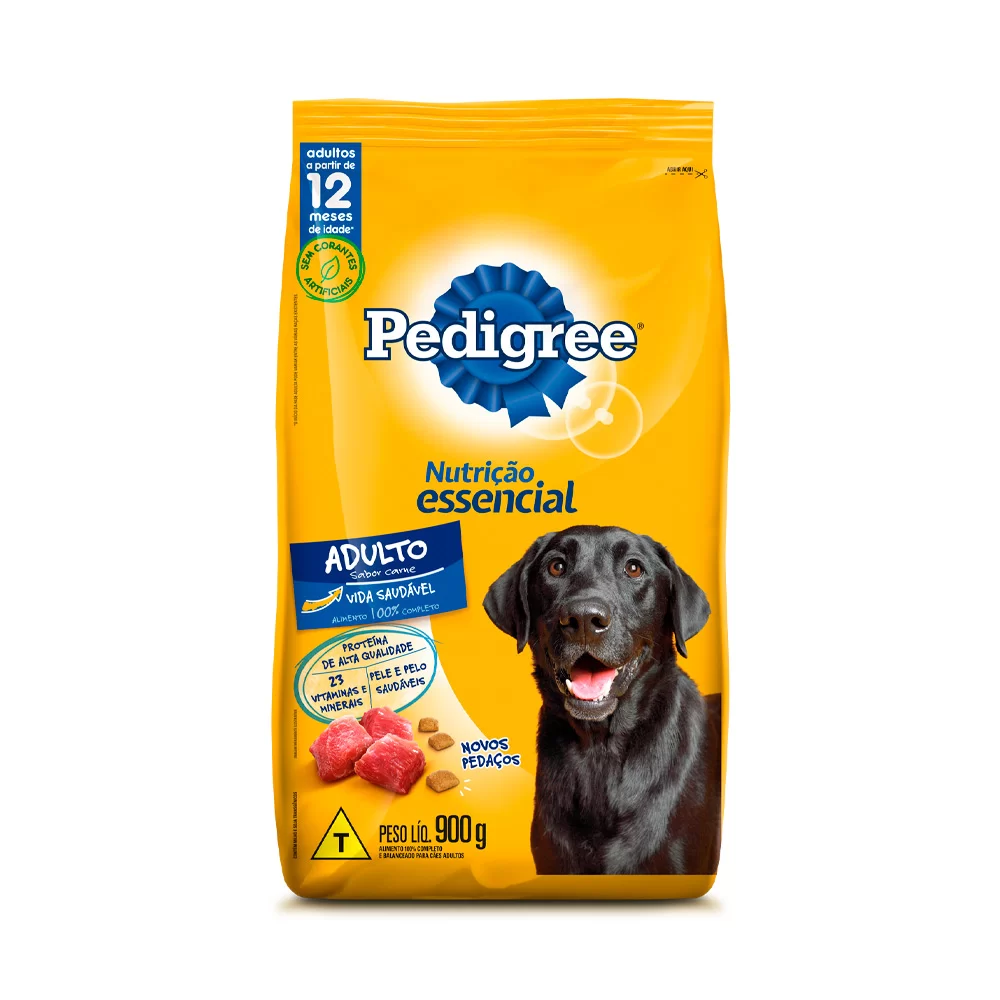  Ração Pedigree Nutrição Essencial Carne para Cães Adultos 900g 