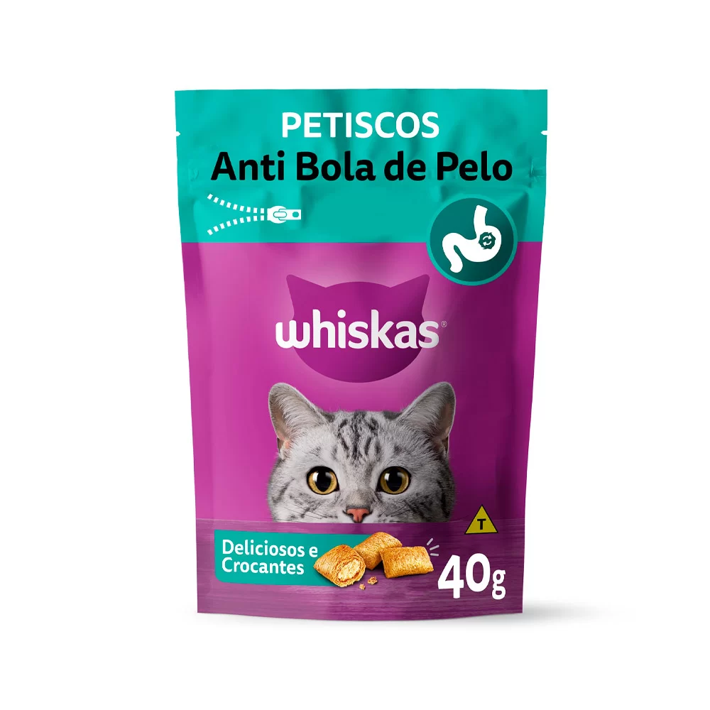 Petisco Whiskas Temptations Anti Bola de Pelo Para Gatos Adultos 40 g