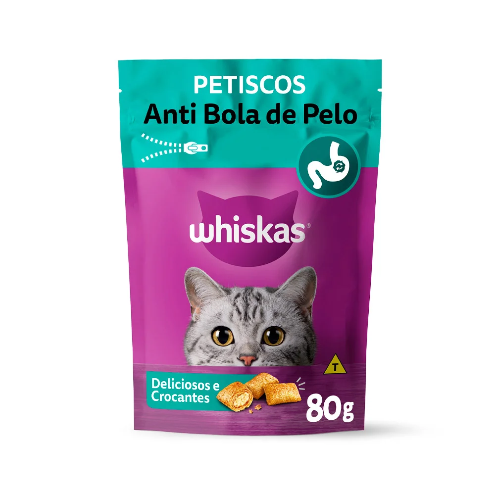 Petisco Whiskas Temptations Anti Bola de Pelo Para Gatos Adultos 80 g