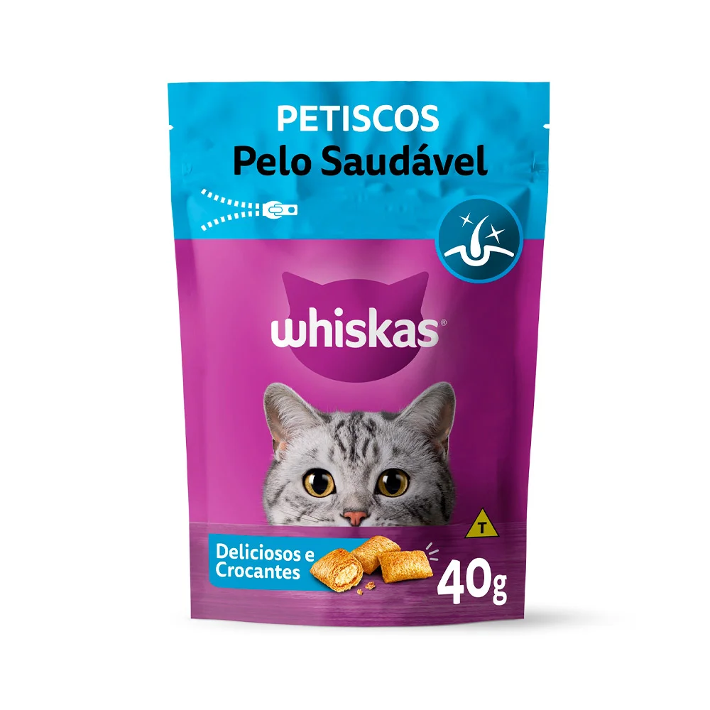 Petisco Whiskas Temptations Pelo Saudável Para Gatos Adultos 40 g