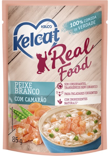 Kelcat Real Food Peixe Com Camarao 85gr