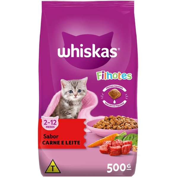 Ração Whiskas Carne e Leite Para Gatos Filhotes 500 g