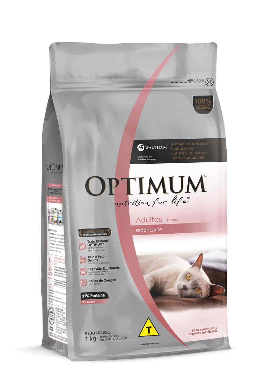 Ração Optimum para Gatos Adultos Carne 1 kg